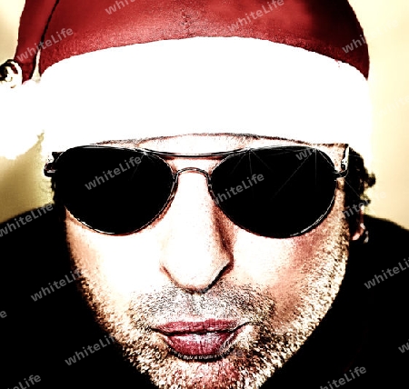 Crazy Santa with sun glasses for your crazy christmas cards                               