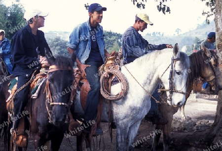 cowboys in the town of Antigua in Guatemala in central America.   