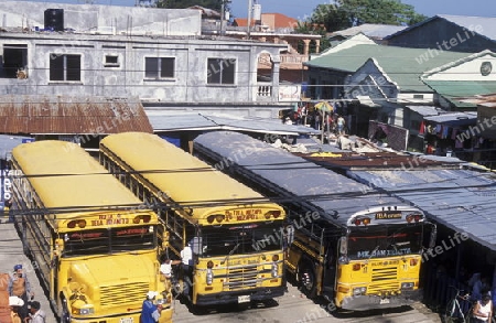 The Bus Terminal of the city of Tela near San Pedro Sula on the caribian sea in Honduras in Central America,