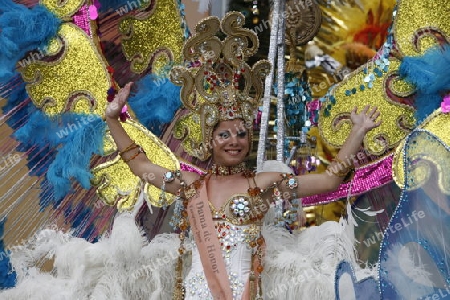 The Carneval in the Town of Tacoronte on the Island of Tenerife on the Islands of Canary Islands of Spain in the Atlantic.  