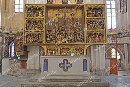 Altar der Nikolaikirche, Altstadt,   Hansestadt Stralsund, Unesco Weltkulturerbe, Mecklenburg Vorpommern, Deutschland, Europa