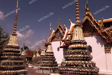 Die Tempelanlage des Wat Pho in Banglamphu in Bangkok der Hauptstadt von Thailand in Suedostasien