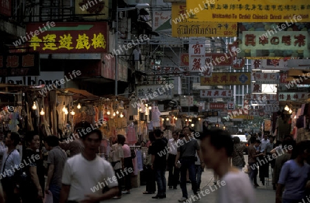 the Night Market in the old Kowloon market in Hong Kong in the south of China in Asia.