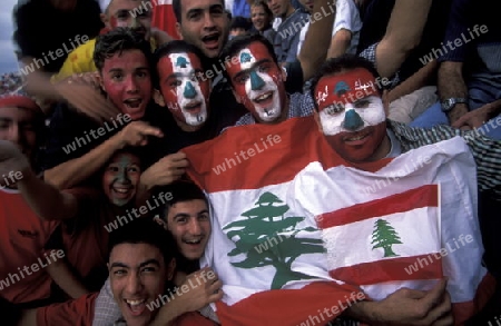 Lebanon soccer fans in the National Stadium in Beirut in Lebanon.
