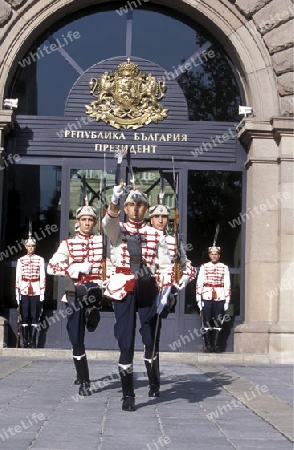 the guard of the parlament in the city of Sofia in Bulgaria in east Europe.