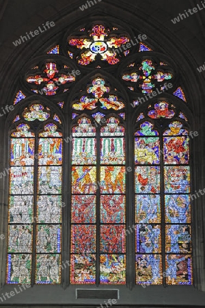 Kirchenfenster, St.-Veits-Dom, Veitsdom, Prager Burg, Burgviertel, Hradschin, Prag, Tschechien, Tschechische Republik, Europa