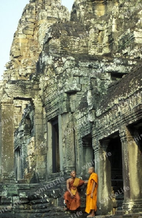 the bayon temple in angkor Thom temples in Angkor at the town of siem riep in cambodia in southeastasia. 