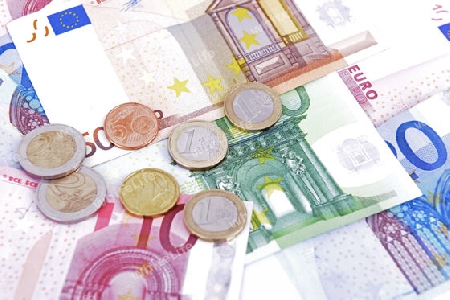 Euro Muenzen, Muenzgeld, Euro Banknoten , Geld