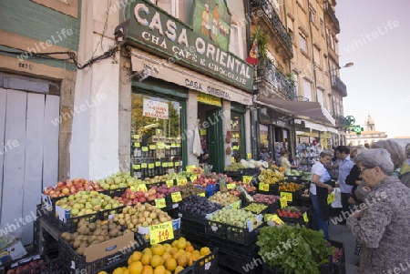 a fegetable and fruit shop in Ribeira in Ribeira in the city centre of Porto in Porugal in Europe.