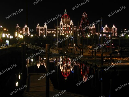 Reflection of Parliament Lights in Inner Harbour