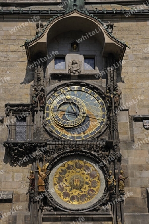 Astronomische Uhr am Rathausturm, Altstaedter Ring, Altstadt, Prag, Boehmen, Tschechien, Europa