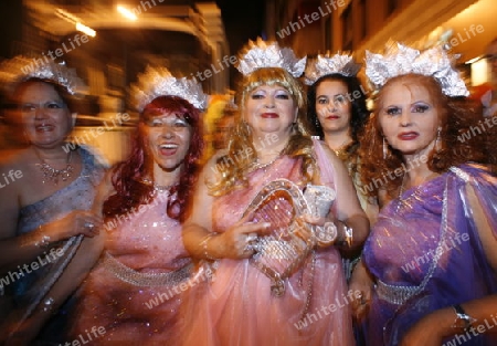 the carneval in the city of Las Palmas on the Island Gran Canary on the Canary Island of Spain in the Atlantic Ocean. 
