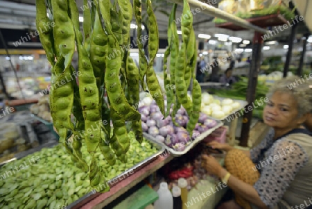 Gemuese auf dem Day Markt in der Hauptstadt Phuket Town auf der Insel Phuket im sueden von Thailand in Suedostasien.