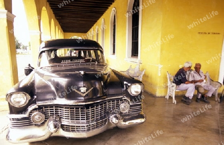 the Funural car in the Cemetery of Necropolis Cristobal Colon in the city Havana on Cuba in the caribbean sea.