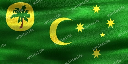 Cocos Islands flag - realistic waving fabric flag