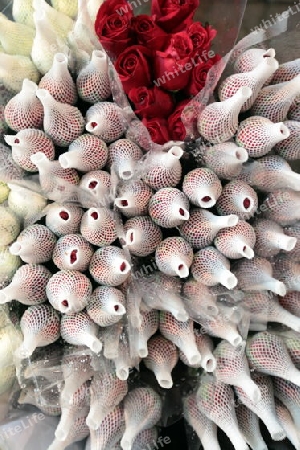 Blumen auf dem Pak Khlong Markt von Bangkok der Hauptstadt von Thailand in Suedostasien.