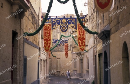 The traditional prozession of St Philip at the Church St Philip in the Village of Zebbug on Malta in Europe.