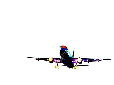 Anfliegendes Flugzeug in Falschfarben
