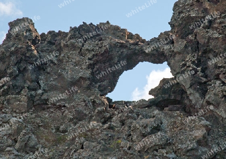 Der Nordosten Islands, Blick auf das Lava-Labyrinth Dimmuborgum am Myvatn-See bei Reykjahl??