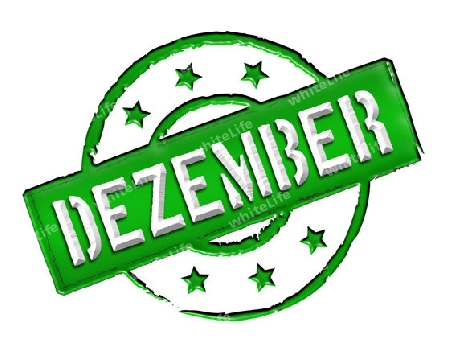 Sign, symbol, stamp or icon for your presentation, for websites and many more named DEZEMBER