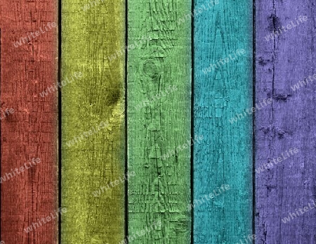Rainbow colored wooden plank background. Texture with copy space