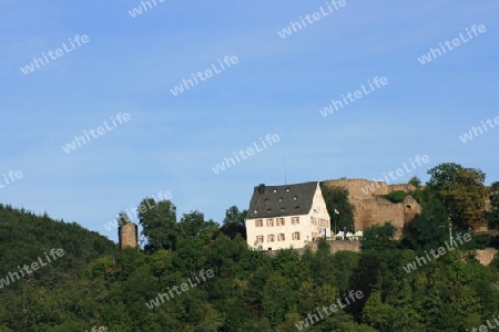View of the castle ruins Kyrburg in Kirn, Germany  Ansicht der Burgruine Kyrburg bei Kirn,Deutschland