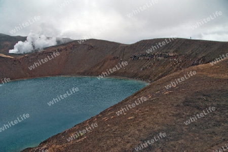 Der Norden Islands, Stora Viti-Krater mit dem gleichnamigen See des Zentralvulkans Krafla am Myvatn-See  