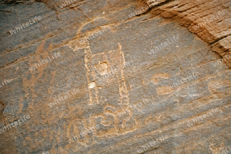ca. 1500 Jahre alte Wandzeichnungen der indianischen Ureinwohner, Monument Valley, Arizona, USA