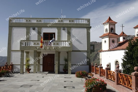 The Cityhall of the mountain Village of  Tejeda in the centre of the Canary Island of Spain in the Atlantic ocean.