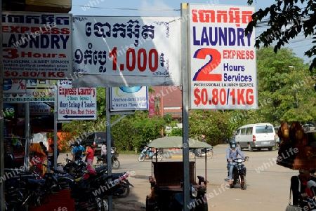 A Laundry in the old City of Siem Riep neat the Ankro Wat Temples in the west of Cambodia.