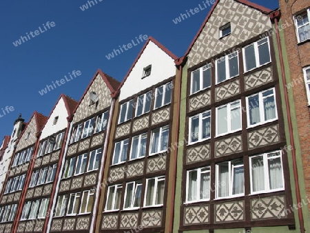 Sgraffito Hausfassaden in Danziger Altstadt, Gdansk