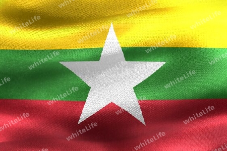 Myanmar flag - realistic waving fabric flag