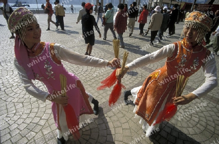 Traditional Women at the Chinese newyear in Hong Kong in the south of China in Asia.