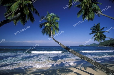 Ein Traumstrand auf der Insel Praslin der Inselgruppe Seychellen im Indischen Ozean in Afrika.