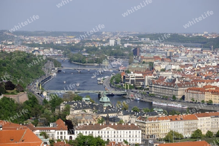 Blick ueber die Altstadt vom Prag, Moldau,   UNESCO-Weltkulturerbe, Tschechien, Tschechische Republik, Europa