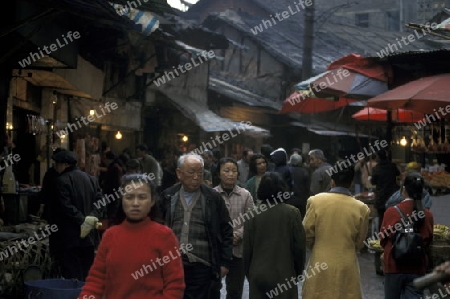  the Market streets of Chongqing in the province of Sichuan in china in east asia. 