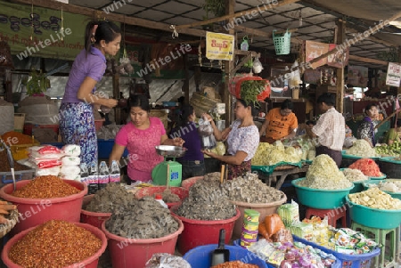 a shop at a marketstreet in the City of Mandalay in Myanmar in Southeastasia.