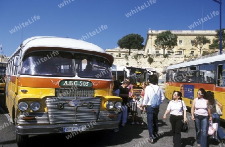 The Bus Terminal in the City of Valletta on Malta in Europe.