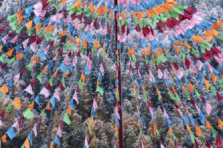 Gebetsfahnen in Sichuan, China