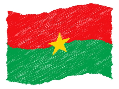 sketch - Burkina Faso - The beloved country as a symbolic representation as heart - Das geliebte Land als symbolische Darstellung als Herz