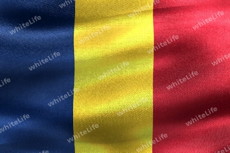 Romania flag - realistic waving fabric flag