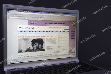 Website, Internetseite, Internetauftritt von Welt online  auf Bildschirm von Sony Vaio  Notebook, Laptop