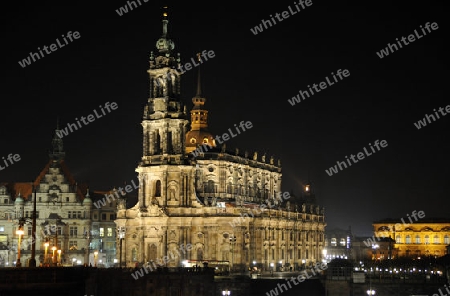Dresden Altstadt  Hofkirche bei Nac