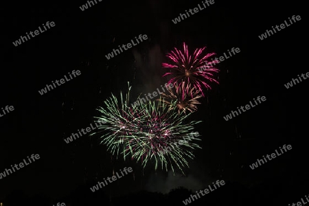 grand display of fireworks at the Volksfest Bobingen, Germany, on august 13. 2012 at 10 pm