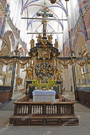 Altar in  der Nikolaikirche, Altstadt,   Hansestadt Stralsund, Unesco Weltkulturerbe, Mecklenburg Vorpommern, Deutschland, Europa