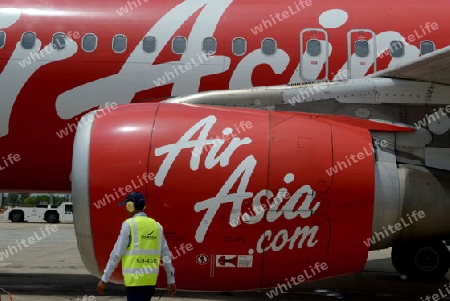 A Air Asia Airplane at the Airport of the City of Siem Riep in the west of Cambodia.