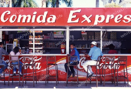 a fast food shop in the town of Esquipulas in Guatemala in central America.   