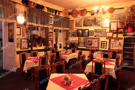 Das Restaurant Pelikan in Virpazar am Skadar See suedwestlich der Hauptstadt Podgorica in Montenegro im Balkan in Osteuropa