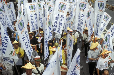 Eine Demonstration gegen den Zusammenschluss von Taiwan mit China in der Hauptstadt Taipei im norden der Insel Taiwan.