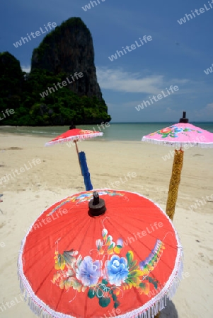 The Hat Railay Leh Beach at Railay near Ao Nang outside of the City of Krabi on the Andaman Sea in the south of Thailand. 